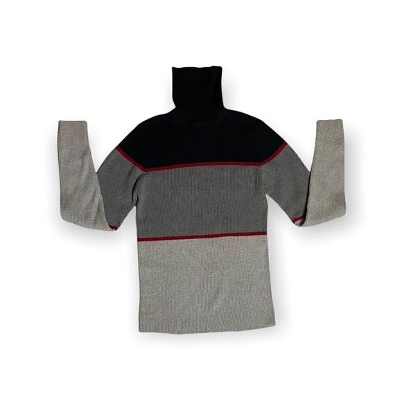 Gap Sweater Women’s Medium Size M Gray Black Long Sleeve Turtleneck Pullover - Picture 2 of 5